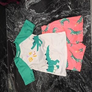 Cat and jack alligator boys swim shirt and trunks